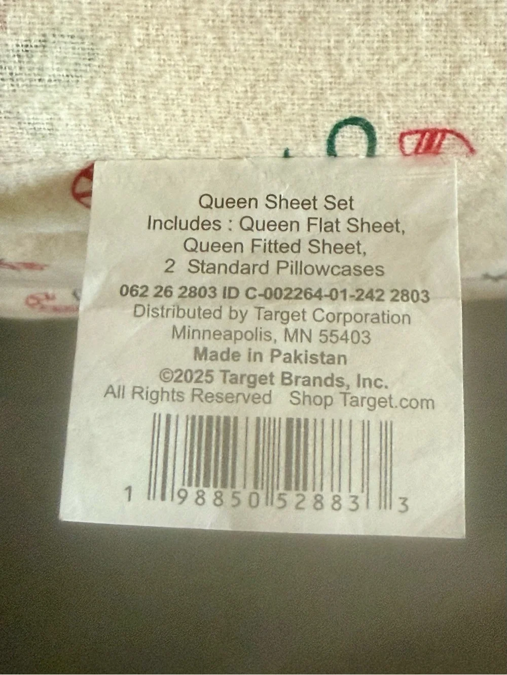 Target Queen Size Flannel Sheet Set White with Candy Canes Green Bows Holiday